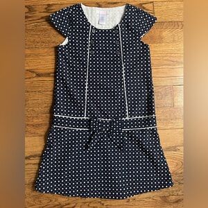 Janie and Jack Size 8 Navy Cap Sleeve Bow Shift Dress